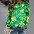 thumbnail image 2 of Levmjia Womens Sweatshirts Fashion Loose Round Neck Solid Color Long Sleeve St. Patrick's Day Printed Casual Shirt Holiday Breathable Comfortable Work Home Wear, 2 of 7
