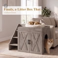 thumbnail image 2 of Cat Litter Box Enclosure, 32" Hidden Litter Box Furniture with Pet Stairs , Cat Washroom with Large Interior, Farmhouse Indoor Litter Box Cabinet, Grey, 2 of 10