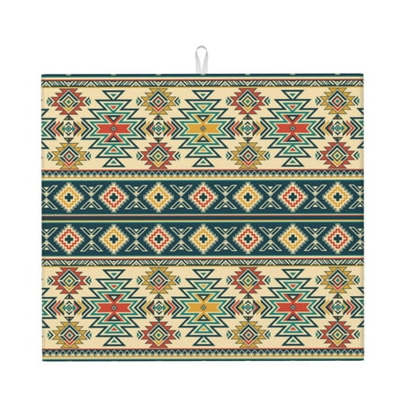 

Goofa Dish Drying Mat Super Absorbent Drying Mat Large Dish Drying Mats for Kitchen Counter Easy Clean Dish Mat Kitchen Drying Mat 16 x 18 ( Traditional Tribal Aztec1 )