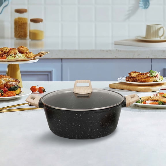 Large Capacity Soup Pot & Stew Pot for All Stoves | Thickened Granite Nonstick Stock Pot for Family Cooking | Fast Heating 6 Quart Dutch Oven for Soups, Chili, Pasta & Seafood