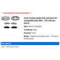 thumbnail image 2 of Front Ceramic Brake Pad and Rotor Kit - Compatible with 2005 - 2015 Nissan Xterra 2006 2007 2008 2009 2010 2011 2012 2013 2014, 2 of 2