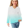 thumbnail image 5 of bbymog Casual Shirts for Girls 10-12 Fashion Gradient V Neck Pullover Top Long Sleeve Girls T Shirts Mint Green D 5 Years, 5 of 7