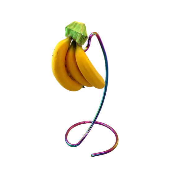 Rainbow Banana Holder Stand – Steel Fruit Rack for Even Ripening, Prevents Bruising, Banana Hanger for Kitchen Counter, Modern Multi-Color Design