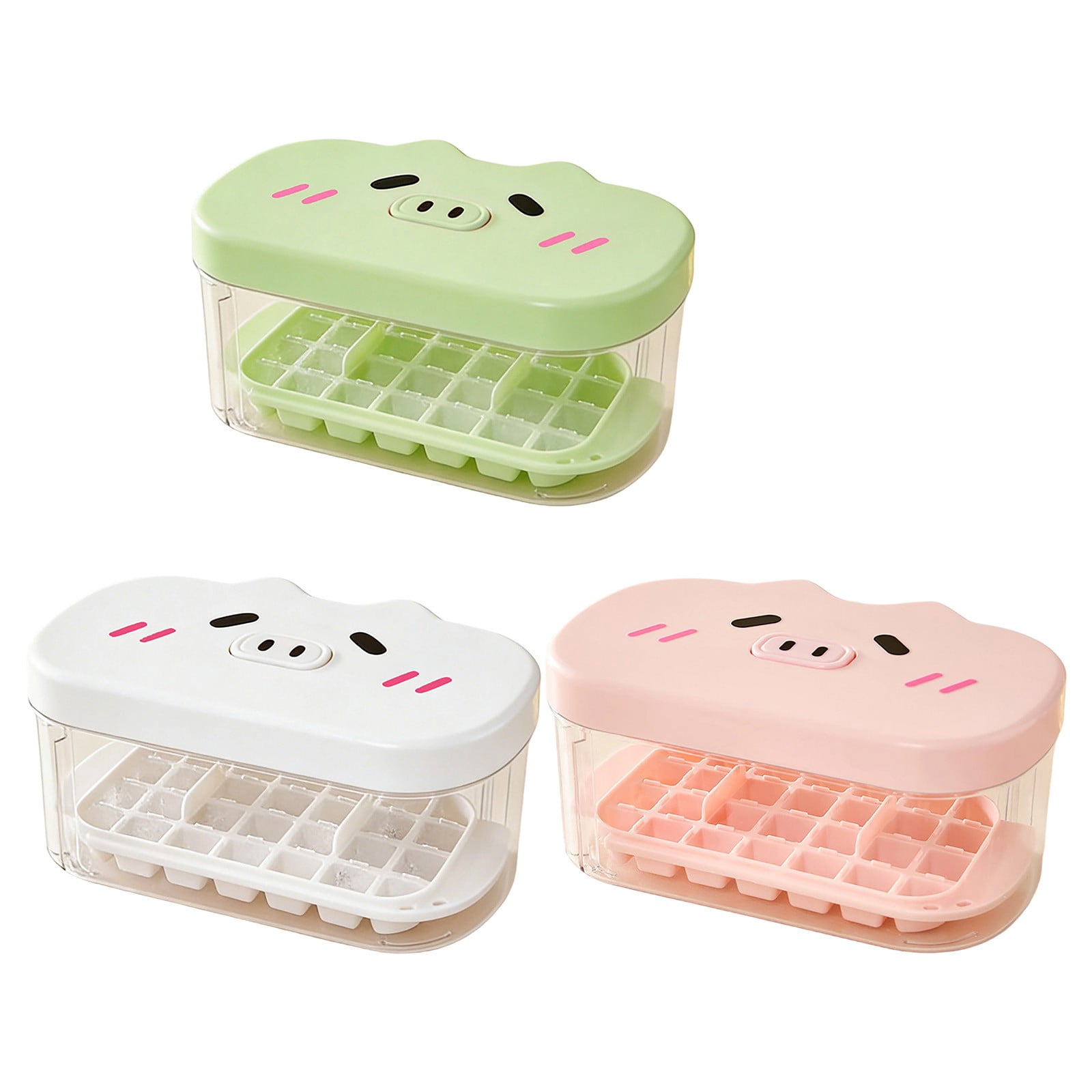 SSZMDLB 3Pcs Cartoon Pig Ice Tray, One-Press Silicone Ice Maker , Easy Release Ice Maker for Kitchen Freezer, Cute Animal Shape Ice Maker Tray for Party Drinks