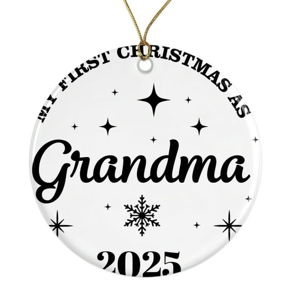 My First Christmas As Grandma Ornament 2025 - Personalized Christmas Gift - Holiday Ornament for Grandma - Special Keepsake Decor Ceramic Ornament - 3 Inch - String Included - ORNW0320