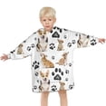 thumbnail image 3 of Corgi Dog and Footprints Blanket Hoodies for Kids 6-13YR Oversize Wearable Blanket Hoodies for Boys Girls Teens, 3 of 7
