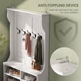 thumbnail image 5 of HOMCOM 3-in-1 Hall Tree Entryway Storage Bench with Coat Rack, Shoe Storage Cabinet, 5 Double Hooks, Anti-Tip Wall Anchor, Cream White, 5 of 10