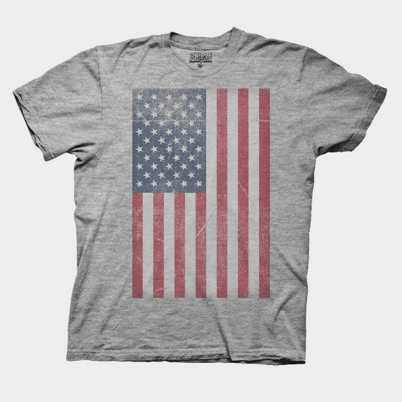 Adult Full Flag Short Sleeve Graphic T-Shirt - Heathered Gray, Medium