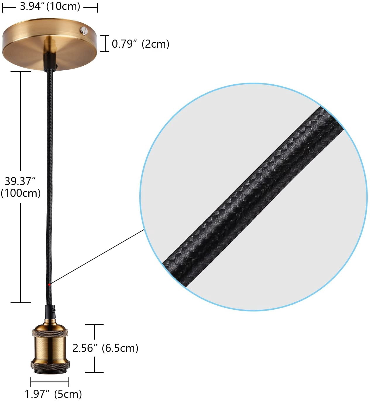 UL-listed Ceiling Pendant Light Fixtures, E26/E27 Lamp Holder, Antique Bronze