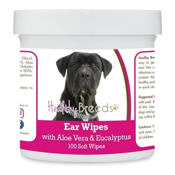 Healthy Breeds 192959823301 Cane Corso Ear Cleaning Wipes with Aloe & Eucalyptus for Dogs - 100 Count