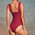thumbnail image 4 of Swimsuit Bikini, Swimwear, One Piece Bathing Suit, Swim Dress Women, Womens Swimsuits, One Piece Bathing Suit for Women Tummy Control Swimsuits Square Neck Ruched Modest Swimwear, Wine XL, 4 of 5