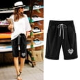 thumbnail image 4 of Birdeem Shorts pour Femmes Femmes Taille Élastique Shorts à Cordon Imprimés Amour, 4 of 12