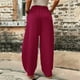 thumbnail image 2 of Gibobby pantalones colombianos de mujer Pantalones casuales de color sólido para mujer Pantalones con bolsillos en la cintura elástica Pantalones de pierna ancha (Vino, S), 2 of 5