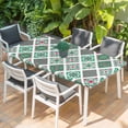 thumbnail image 2 of Vintage Boho Table Cloths for 3 Foot Rectangle Tables, Middle Century Bohemia Style Green Patio Waterproof Elastic Fitted Tablecloths, Washable Rectangular Table Cover for Camping, 2 of 8