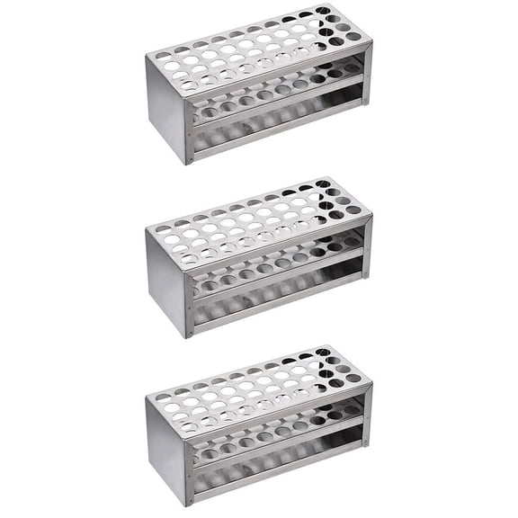 3X Bastidor de Tubos de Ensayo de Aluminio de 14 mm Y 40 Orificios Soporte de Tubo de Ensayo de Laboratorio Multifuncional Equipo de Laboratorio