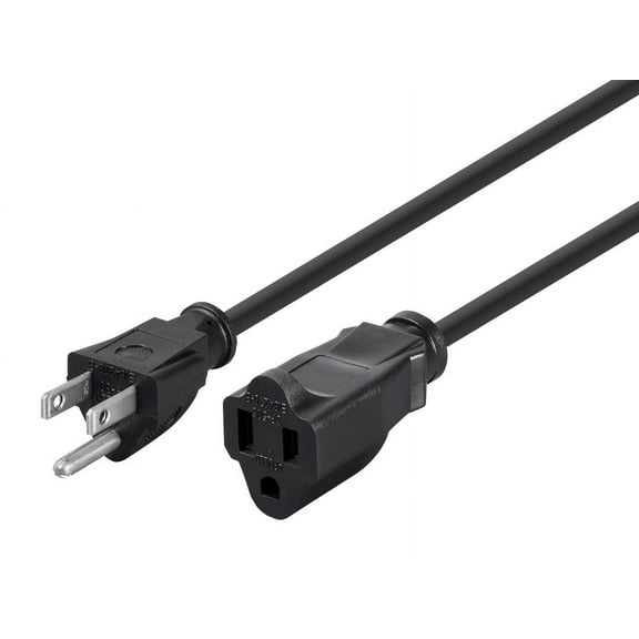 Monoprice 3-Prong Extension Cord - 3 Feet - Black | NEMA 5-15P to NEMA 5-15R, 16AWG, 13A