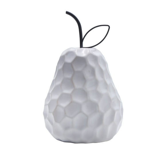 Elements 7.8 inch Textured Ceramic Pear Figurine, White