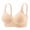 Beige, variant on Women's Embossed Leaf Pattern Wireless Bra, Adjustable Wide Straps, Back Hook Closure, Heart Detail, Soft Everyday Support