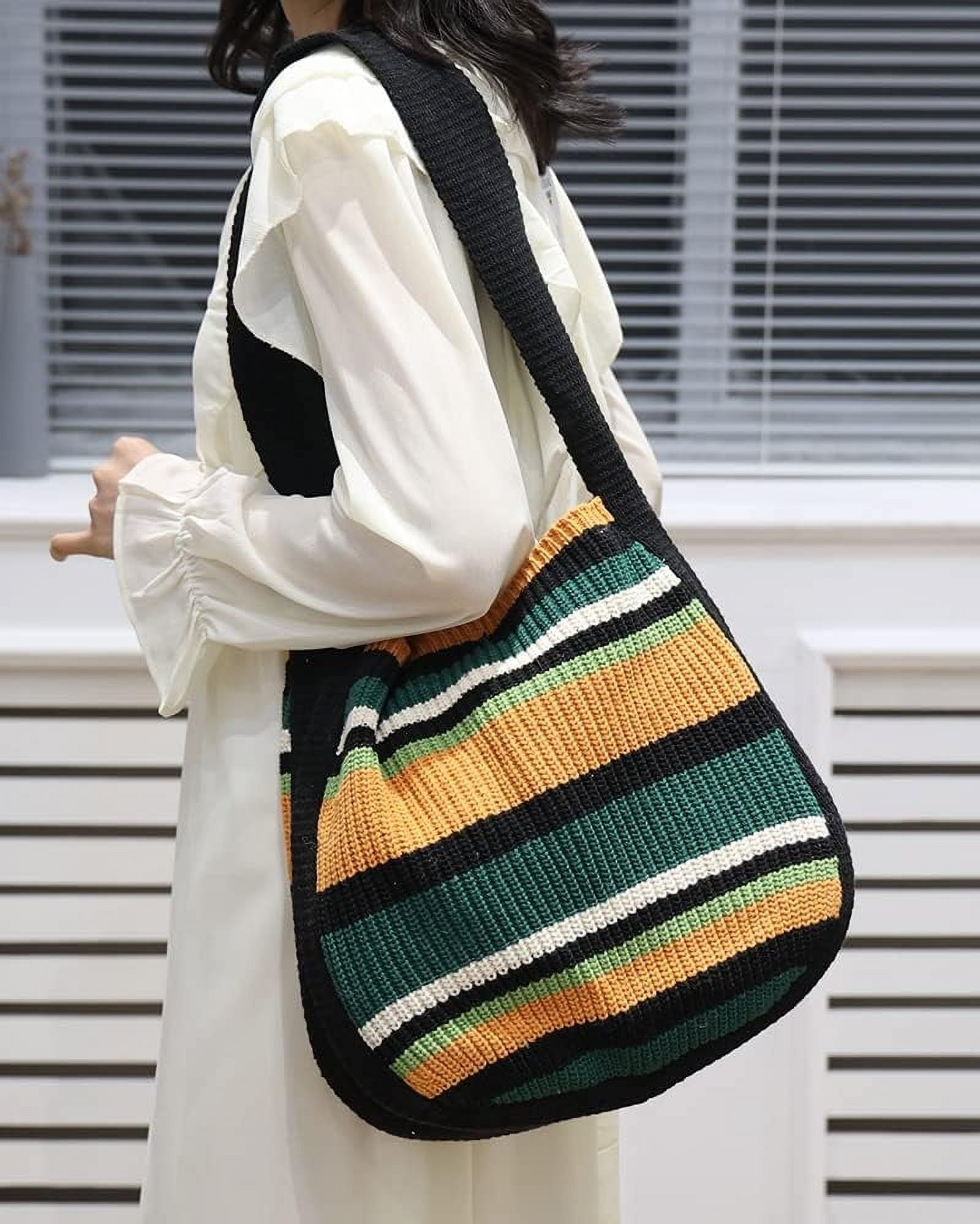 CAILDANL Women's Crochet Tote Bag Knit Shoulder bag,Aesthetic Bag,Cute Eco-Friendly Tote for Travel,Daily Use,Gift Box Packaging