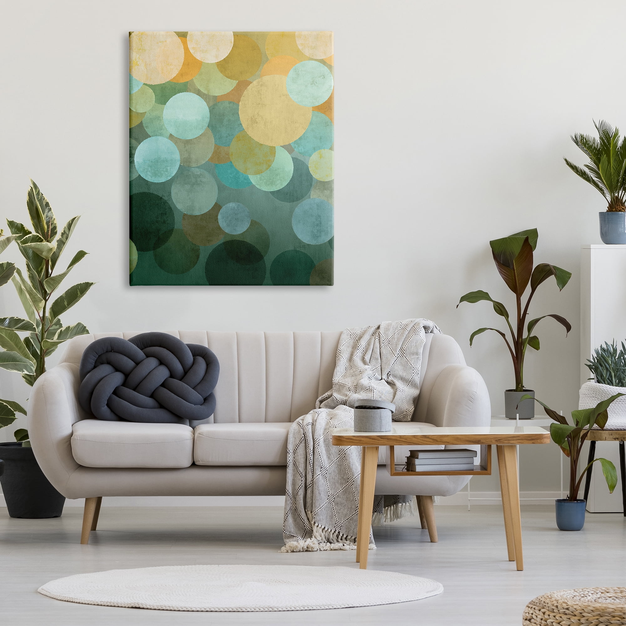 Stupell Industries Green Ombre Circles Pattern Abstract Painting Gallery Wrapped Canvas Print Wall Art, 36 x 48