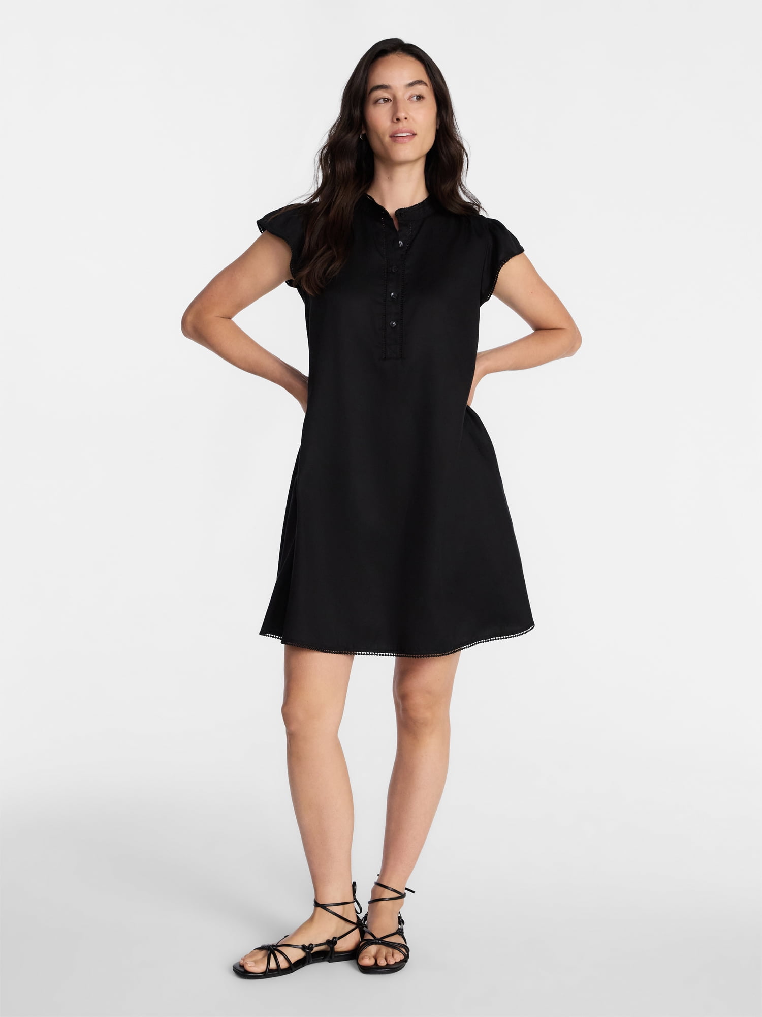 Time and Tru Women's Flutter Sleeve Mini Dress, Sizes XS-XXXL