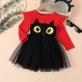 thumbnail image 5 of Weebloom Halloween Baby Girls Dresses Tutu Cat Dress Up Stage Performance Long Sleeve Party Outfit Clothes Girl Dress Red 18-24 Months, 5 of 7