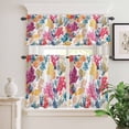thumbnail image 3 of Kitchen Window Curtains Valance and Tier Set, Watercolor Coastal Ocean Coral Rod Pocket Tier Curtain Valance Set, Colorful Marine Creature Light Filtering Cafe Curtains for Bedroom Living Room, 3 of 9