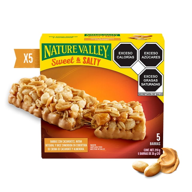 Barras de granola Nature Valley sweet and salty con cacahuate 5 pzs