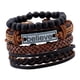 thumbnail image 1 of Pulsera multicapa para hombre Sunnimix de cuero con letras BELIEVE, 1 of 8