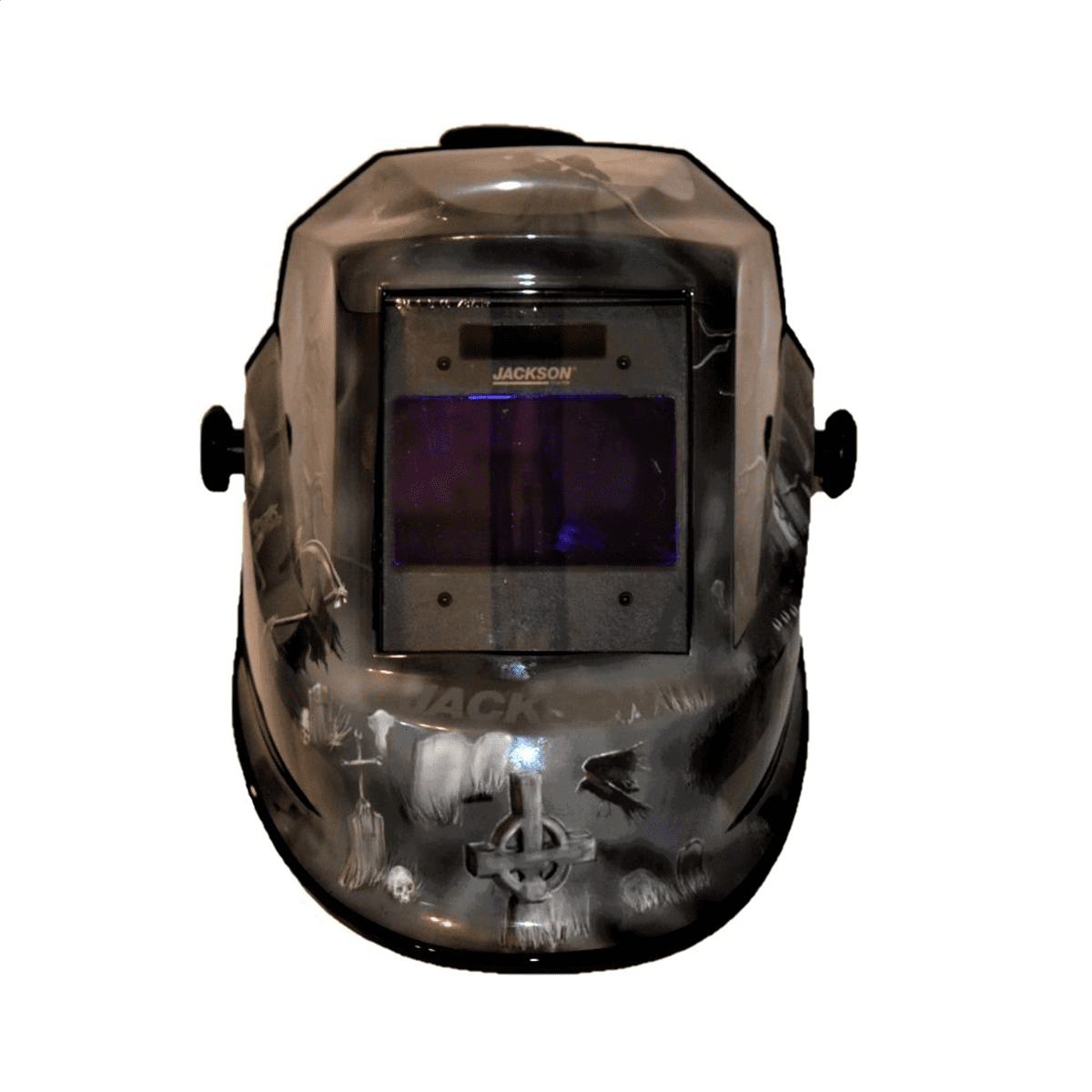Jackson Safety - Welding Helmet - Auto Darkening - Nylon - 3.94" x 2.36" Viewing Area - Shade 10 Fixed ADF 1/1/1/1 - 370 Speed Dial Headgear - 6 Feet Under Graphics