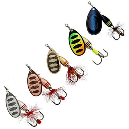 Fishing Spinners Set of 5, Best selections from Mepps, Savage Gear, Blue Fox - Best Lures for Bass, Trout, Salmon, Crappie and Musky Fishing (#2, Silver/Copper/Gold/Firetiger/Black (Best Salmon Fishing In The World)
