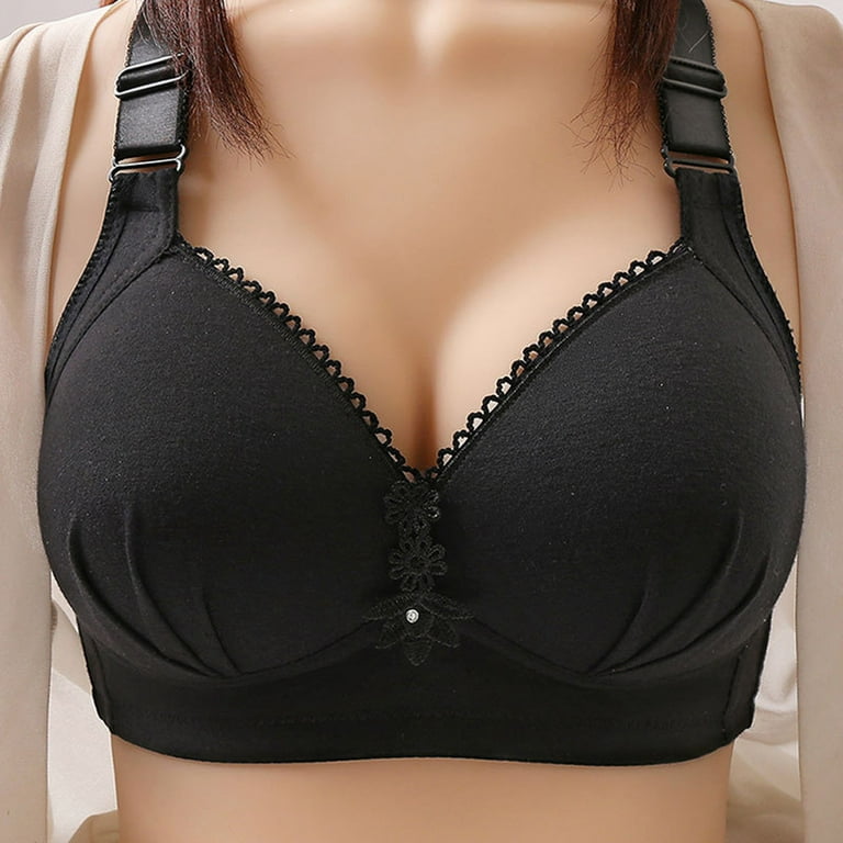 Dianli Bras for Women Solid Fashion Loose Fit Comfy Women's Plus Size  Bra,Casual Sexy Lace Front Button Shaping Cup Shoulder Strap Underwire Bra  Plus