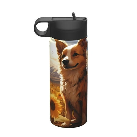 

Matuu Vintage Cute Corgi Sunflower for 18oz Durable Thermal Cups Keep Drinks Cold & Hot Insulated Coffee Mug with Lid (With Straw)
