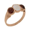 thumbnail image 1 of LBG British Made 10k Rose Gold Natural Opal & Garnet Womens Anniversary Ring - 33 size options - Size 10, 1 of 6