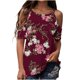 thumbnail image 1 of Moda mujer manga corta hombro frío cuello redondo Casual Tops camiseta blusa Pompotops hkajfhjk467660, 1 of 8