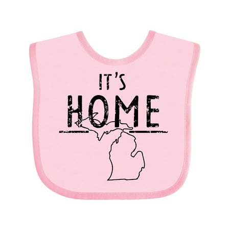 

Inktastic It s Home- State of Michigan Outline Distressed Text Gift Baby Boy or Baby Girl Bib