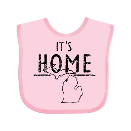 

Inktastic It s Home- State of Michigan Outline Distressed Text Gift Baby Boy or Baby Girl Bib