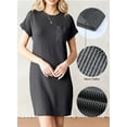 thumbnail image 3 of DOKOTOO Women Casual Dresses Ribbed Round Neck Loose T-shirt Mini Dresses Summer Short Sleeve Beach Shift Tshirt Dress Plain Party T Shirt Dress Gray Size S US4-6, 3 of 9
