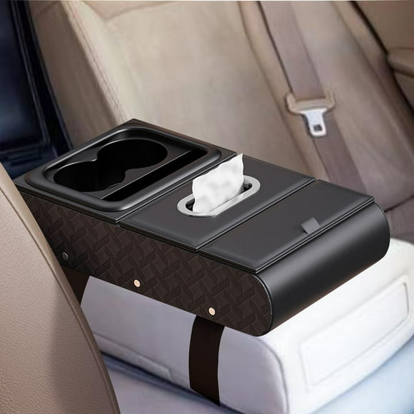 Caja de almacenamiento para reposabrazos de coche, funda para reposabrazos, organizador multifuncional de lujo y práctico para interior del coche o negro