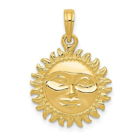 14k Yellow Gold Reversible Solid Polished 3-Dimensional Sun Pendant Necklace 23x16mm Pendant for Women