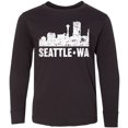 thumbnail image 3 of Inktastic Seattle Skyline Grunge Long Sleeve Youth T-Shirt, 3 of 5