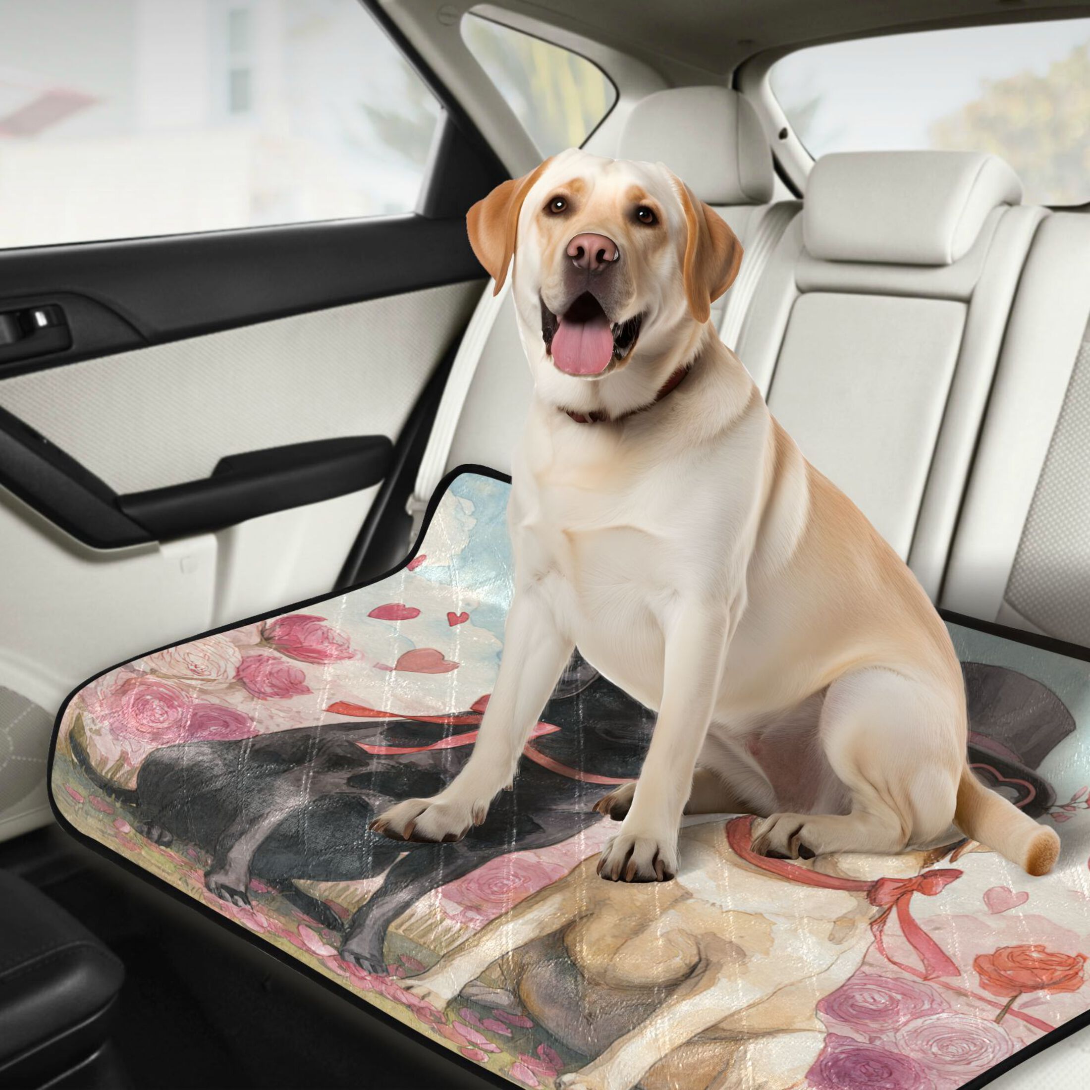 Qxltty Labrador Dogs Cat litter Pads Pet Set of 2 Diaper Mats Center Anti-leakage Layer Absorbent Soft and Comfortable