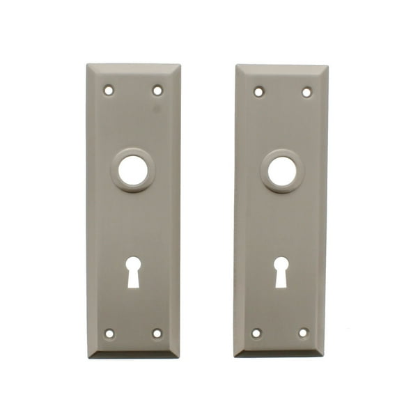 Ultra Hardware #57511 Satin Nickel Bit Key Trim Plates Escutcheon 7" x 2-1/4" New York Style Back Plates with Keyhole