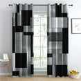 thumbnail image 2 of Black Grey Geometric Thermal Insulated Room Darkening Blackout Grommet Curtains for Living Room Home Decor,Abstract Window Curtains Patterned Grommet Drapes 2 Panels Set-42"W x 72"L (Pack of 2), 2 of 6