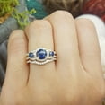 thumbnail image 4 of Dazzlingrock Collection 10K Blue Sapphire & White Diamond Ladies 3 Stone Bridal Engagement Ring Set, Yellow Gold, Size 7.5, 4 of 5