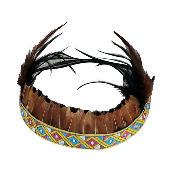Tocado de plumas, sombrero indio de jefe, diadema india, tocado para actuación de Halloween, Cosplay, vestido elegante para el Día de Acción de Adulto B Salvador Tocado de cosplay