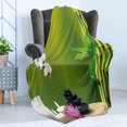 thumbnail image 4 of Spa Soft Flannel Fleece Blanket, Bamboo Flower Stone Wax on the Table Orchid Rock Healthy Lifestyle Theme, Cozy Plush for Indoor and Outdoor Use, 70" x 90", Fern Green Fuchsia White, by Ambesonne, 4 of 5