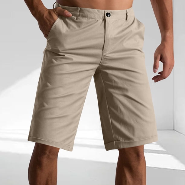 pstuiky Pantalones cortos de gimnasio para hombre, Pantalones cortos casuales de verano para hombre, de color sólido, con bolsillos y botones, transpirables y a la moda.