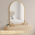 thumbnail image 5 of LIFERECORD 30"x40" Arched Bathroom Mirror, Wall Mounted Vanity Mirror with Metal Frame for Bedroom, Entryway, Living Room, Gold, 5 of 9