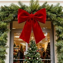 Christmas Tree Decorations Velvet Burgundy Bows Christmas Ornaments Hanging Christmas Tree Decorations Bows Pendants Indoor Outdoor Christmas Party Decorations for Home Gifts (L)